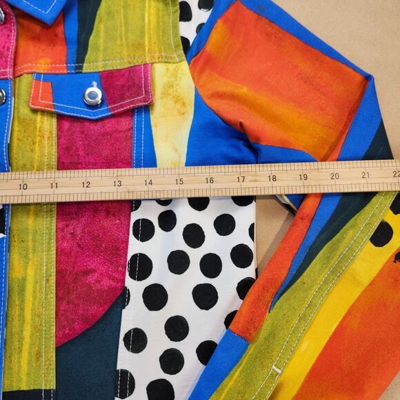 Simply Art by Dolcezza Jacket Multi-Color Abstract Print Artsy Blazer Size Small - Picture 9 of 12